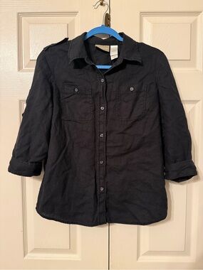 Liz Claiborne Black Button-Up